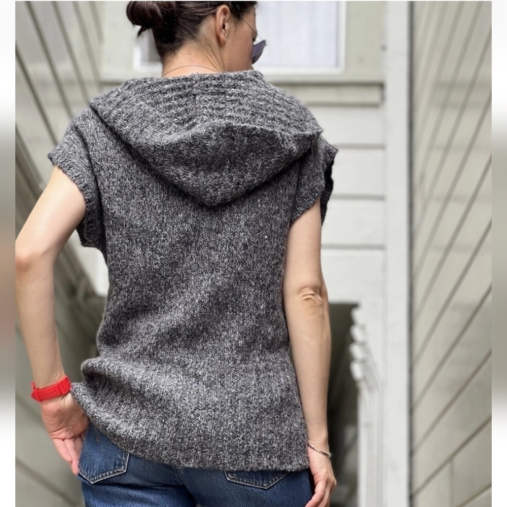 Free People Gray Hooded Women's Sweater Vest Wool Blend Size XS - Picture 2 of 12